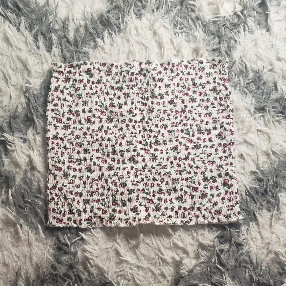 Polly & Esther rouched floral tube top S/M